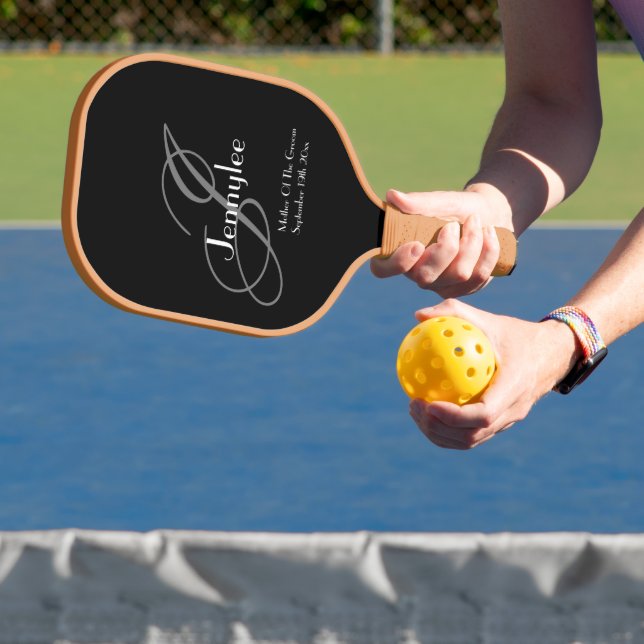 Gift For Mother Of Groom Script Chic Monogram Name Pickleball Paddle (Insitu)