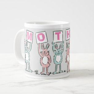 Gift for Mother With Fun Rabbits Large Coffee Mug
