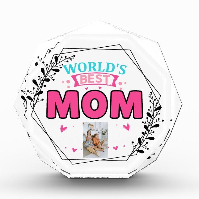 Gift For Mothers Day, Personalised Worlds Best Mum Photo Block (Front)