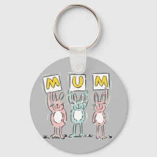 Gift for Mum Fun Rabbits Design Key Ring