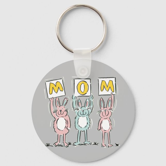 Gift for Mum Fun Rabbits Design Keychain (Front)