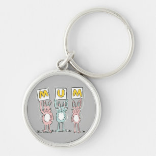Gift for Mum Fun Rabbits Design Keychain