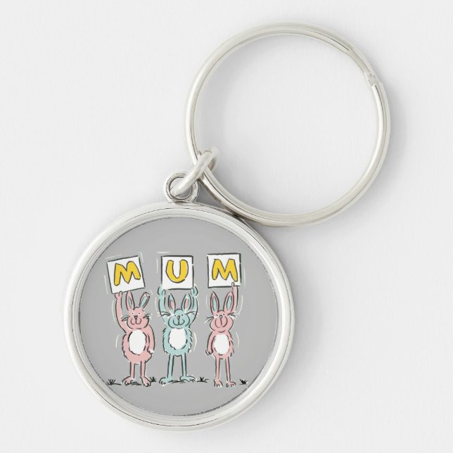 Gift for Mum Fun Rabbits Design Keychain (Front)