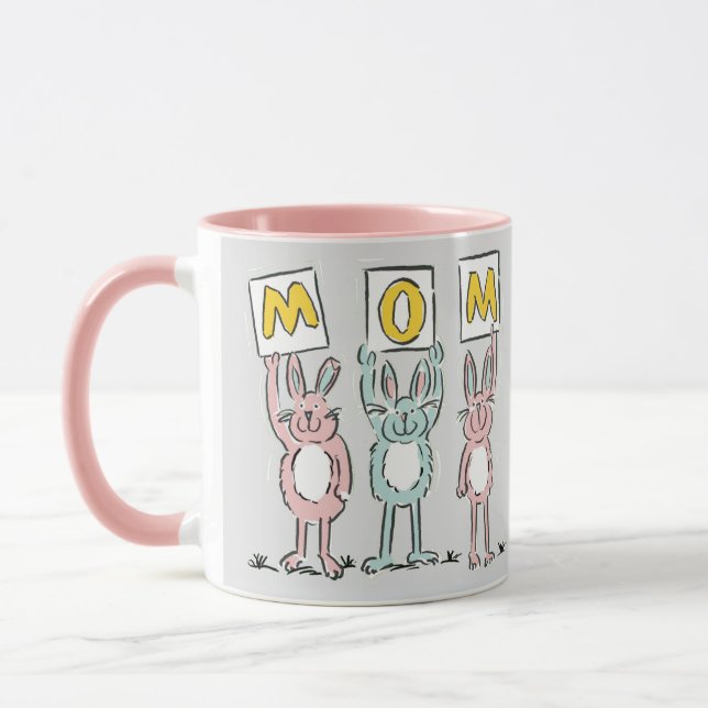 Gift for Mum Fun Rabbits Design Mug (Left)
