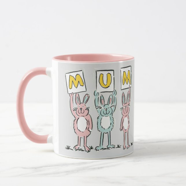 Gift for Mum Fun Rabbits Design Mug (Left)