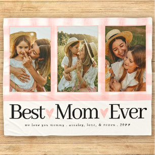 Gift for Mum Mothers Day Photo Best Mum Gingham Fleece Blanket