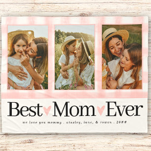 Gift for Mum Mothers Day Photo Best Mum Gingham Fleece Blanket