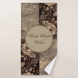 Gift For Mum, Vintage,Best Mum Ever,Beautiful Rose Bath Towel