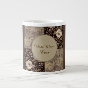 Gift For Mum, Vintage,Best Mum Ever,Beautiful Rose Large Coffee Mug