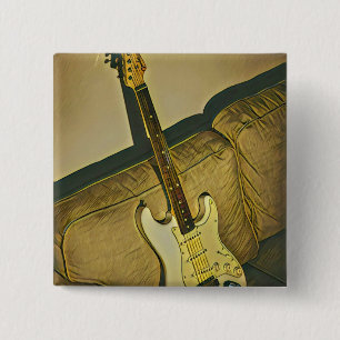 Gift for music teacher guitarist bassist 15 cm square badge