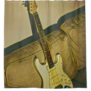 Gift for music teacher guitarist bassist shower curtain