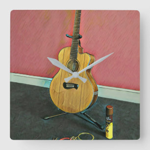 Gift for musician guitarist square wall clock