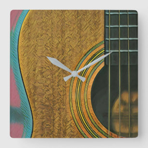 Gift for musician guitarist square wall clock