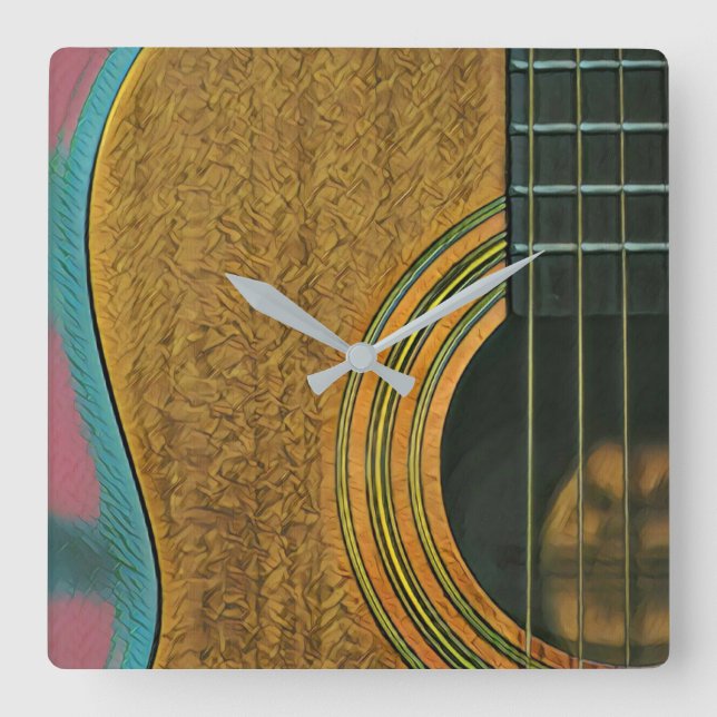 Gift for musician guitarist square wall clock (Front)