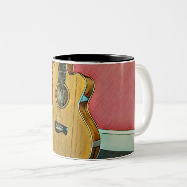 Gift for musician guitarist Two-Tone coffee mug (Front Right)