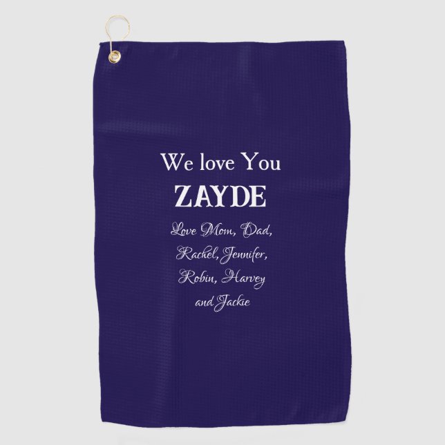 Gift For My Jewish Grandfather Love You ZAYDE Navy Golf Towel (Front)