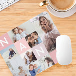 Gift For Nana | Nana Modern Multiple Photo Grid Mouse Mat<br><div class="desc">Send a beautiful personalised mouse pad to your nana that she'll cherish forever. Special personalised photo collage mouse pad to display 9 of your own special family photos and memories. Our design features a modern 9 photo collage grid design with "Nana" letters displayed in the grid design.</div>