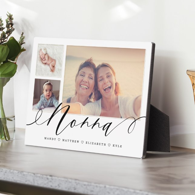 Gift for Nonna | Grandchildren 3 Photo Collage Plaque (Gift for Nonna | Grandchildren 3 Photo Collage Plaque)