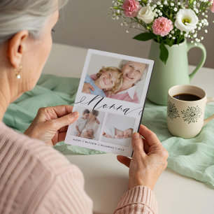 Gift for Nonna Grandchildren 3 Photo Collage Plaque