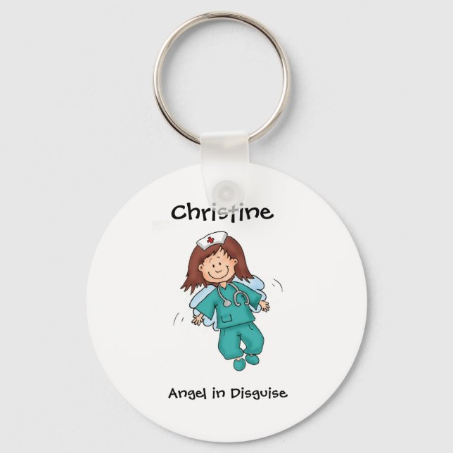 Gift for Nurse - Personalise with Name Key Ring (Front)