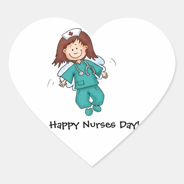 Gift for Nurses - Personalise with your name Heart Sticker (Front)