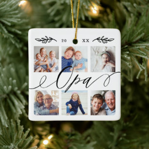 Gift for Opa Grandchildren Photo Collage Ceramic Ornament