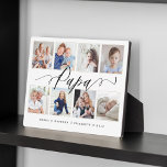 Gift for Papa | Grandchildren Photo Collage Plaque<br><div class="desc">Send a beautiful personalised gift to your Grandpa (Papa) that he'll cherish forever. Special personalised grandchildren photo collage plaque to display your own special family photos and memories. Our design features a simple 8 photo collage grid design with "Papa" designed in a beautiful handwritten black script style. Each photo is...</div>