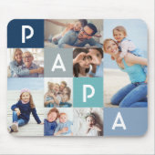 Gift For Papa | Papa Modern Multiple Photo Grid Mouse Mat (Front)