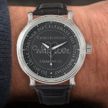 Gift for Partner on his 50th Birthday Watch<br><div class="desc">Gift watch for Partner on his birthday. Special watch with inscription. 50th birthday gift. Watch has inscription plus the message "With Love". Also the names of each partner. Black watch face.</div>