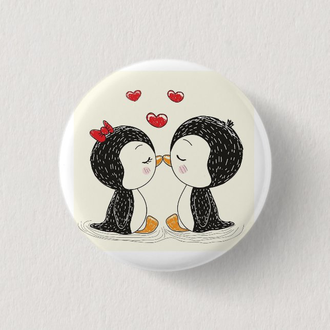 Gift for penguin lover cute button gift (Front)