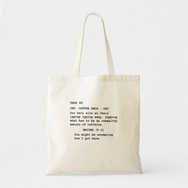 Gift for Screenwriter – Funny Coffee Shop Scene Tote Bag (Front)