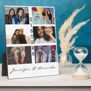 Gift for Sisters Custom 6 Photo collage & Name  Plaque