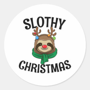 Gift For Sloth Lovers Slothy Christmas Premium Sco Classic Round Sticker