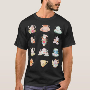 Gift For Tea Drinker Tea Lover Vintage Retro Cups T-Shirt