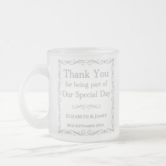 Gift for Wedding Guests Frosted Glass Coffee Mug (Left)