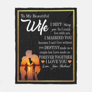 Gift For Wife From Husband Marry Couple Valentine Fleece Blanket