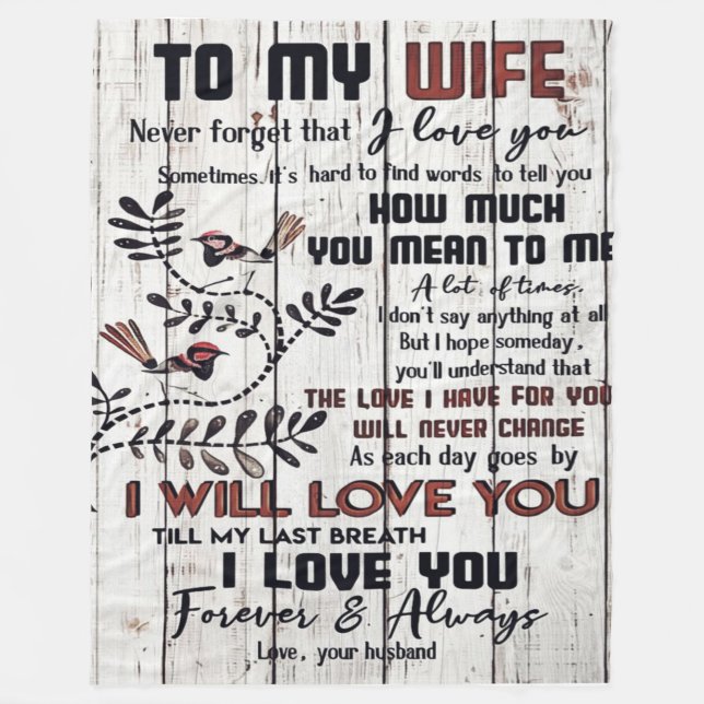 Gift For Wife | To My Wife Lovely Letter Fleece Blanket (Front)