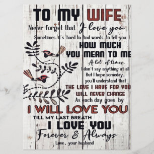 Gift For Wife   To My Wife Lovely Letter Menu