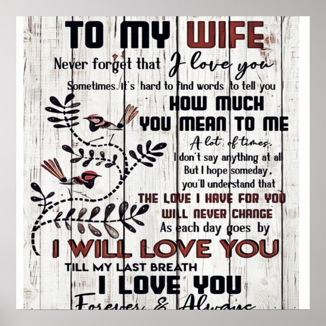 Gift For Wife | To My Wife Lovely Letter Poster (Front)