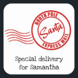 Gift from Santa, Express Mail from North Pole Square Sticker<br><div class="desc">For more advanced customisation of this design,  simply select the "Customise It" button above!</div>