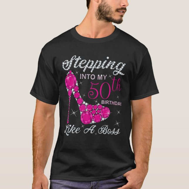 Gift Girls,Queens,Stepping Into My 50Th Birthday L T-Shirt (Front)