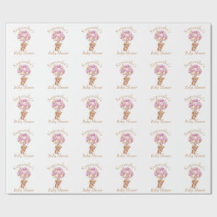 Gift-Giving Teddy Bear Balloon Baby Wrapping Paper