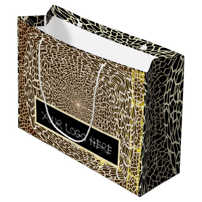 GIFT GOLDEN AND BLACK  LARGE GIFT BAG (Front Angled)