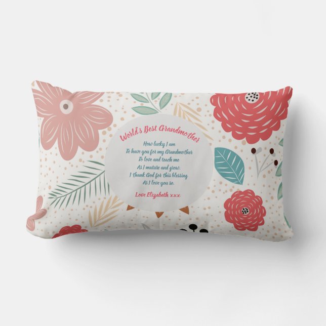 GIFT - Grandma Poems From Grandchildren - CUSTOM Lumbar Cushion (Front)