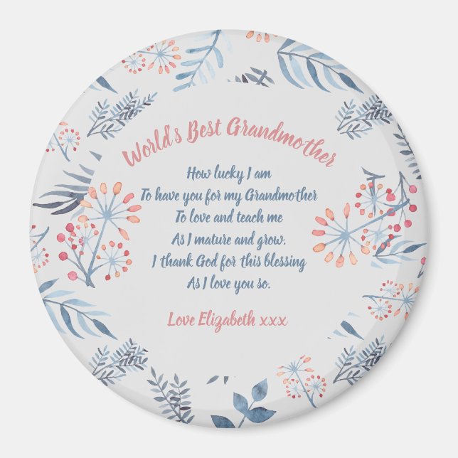 GIFT - Grandma Poems From Grandchildren - CUSTOM Magnet (Front)