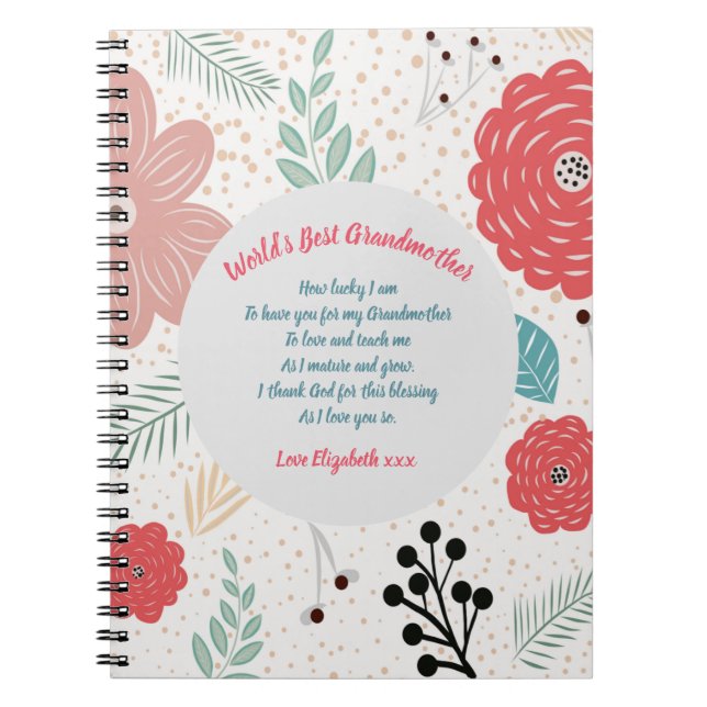 GIFT - Grandma Poems From Grandchildren - CUSTOM Notebook (Front)