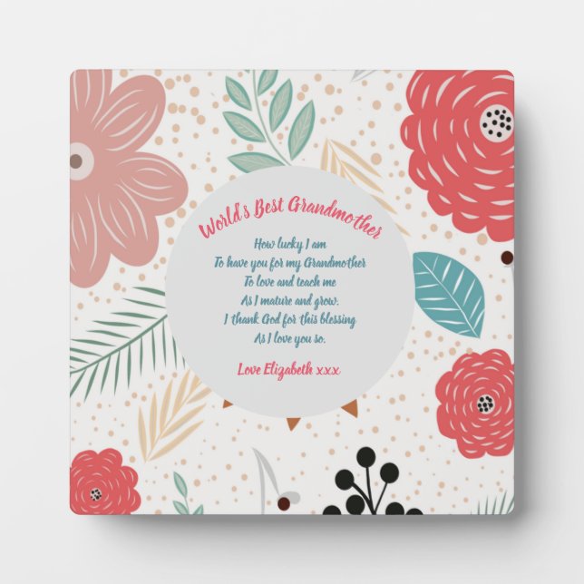 GIFT - Grandma Poems From Grandchildren - CUSTOM Plaque (Front)