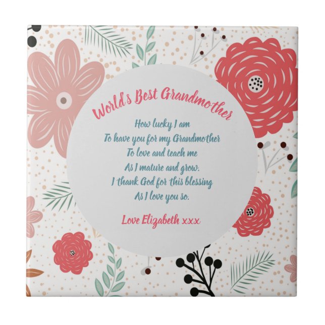 GIFT - Grandma Poems From Grandchildren - CUSTOM Tile (Front)