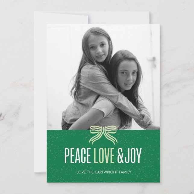 Gift Green Holiday Photo Card (Front)