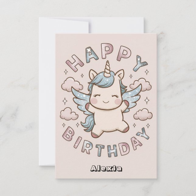 Gift Greeting Unicorn Birthday  Card (Front)
